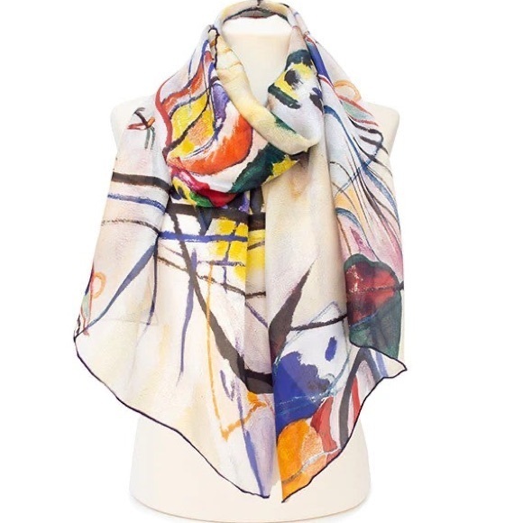 Wassily‎ Kandinsky Composition VIII Handpainted Scarf - 100% Silk - Picture 9 of 12